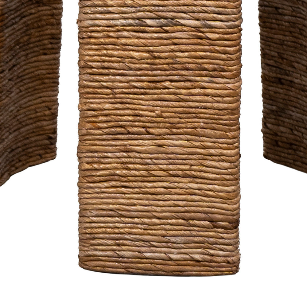 Benjara Asha 22 Inch Side End Table, Round Shaped Top with Natural Rattan Wrapping