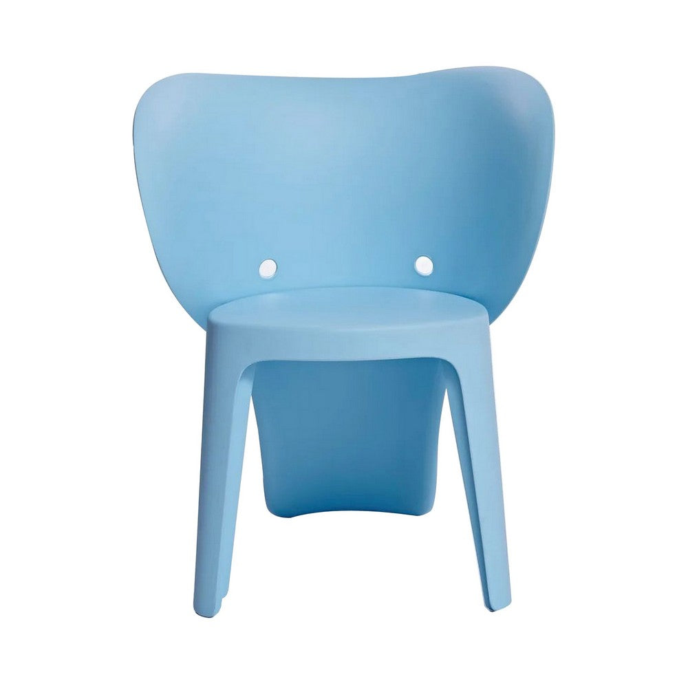 Benjara Fyna 16 Inch Kids Chair with Curved Back, Set of 4, Elephant Trunk Design, Blue