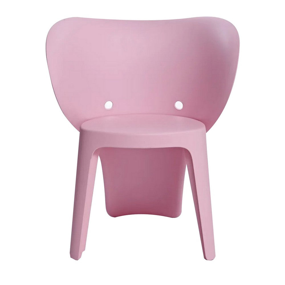 Benjara Fyna 16 Inch Kids Chair with Curved Back, Set of 4, Elephant Trunk Design, Pink