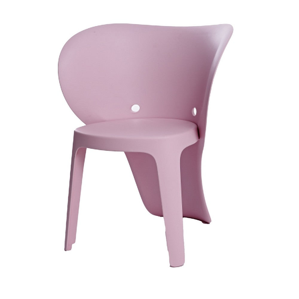 Benjara Fyna 16 Inch Kids Chair with Curved Back, Set of 4, Elephant Trunk Design, Pink