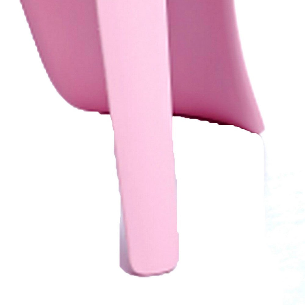 Benjara Fyna 16 Inch Kids Chair with Curved Back, Set of 4, Elephant Trunk Design, Pink