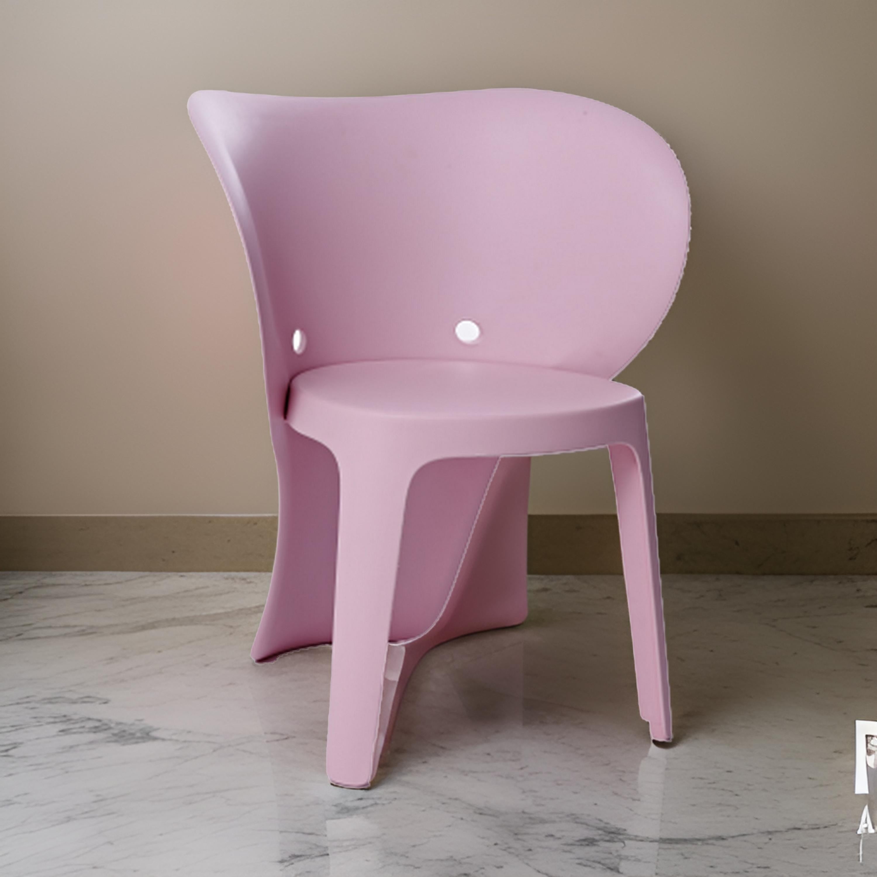 Benjara Fyna 16 Inch Kids Chair with Curved Back, Set of 4, Elephant Trunk Design, Pink