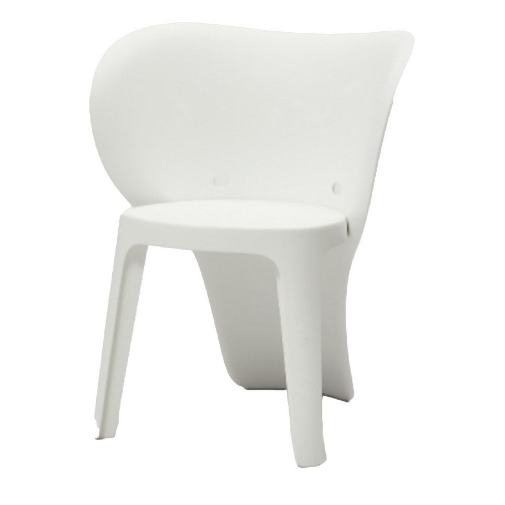 Benjara Fyna 16 Inch Kids Chair with Curved Back, Set of 4, Elephant Trunk Design, White