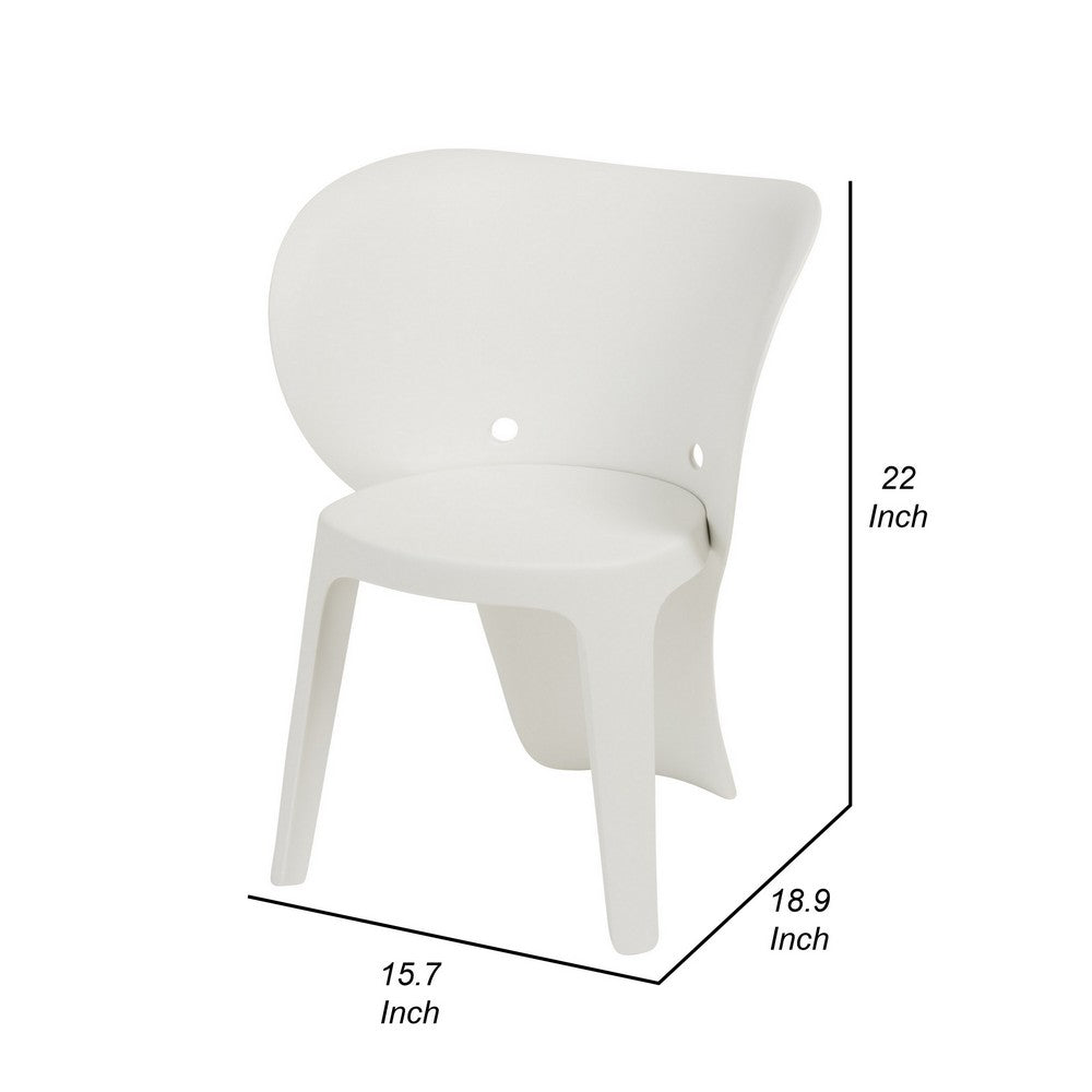 Benjara Fyna 16 Inch Kids Chair with Curved Back, Set of 4, Elephant Trunk Design, White