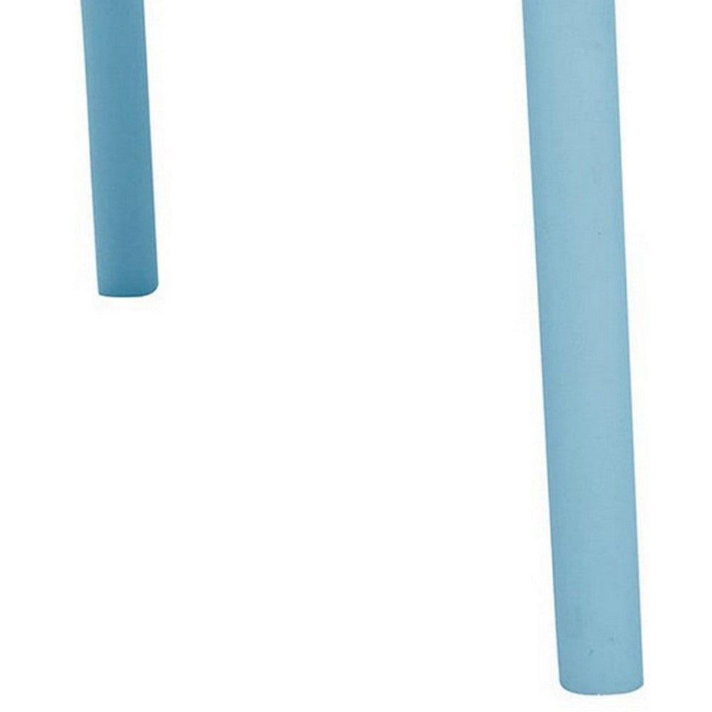 Benjara Gyna 14 Inch Kids Side Chair, Dotted Backrest, Armless, Set of 4, Blue