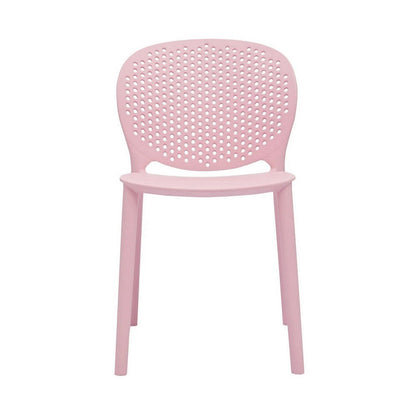 Benjara Gyna 14 Inch Kids Side Chair, Round Dotted Backrest, Set of 4, Armless, Pink