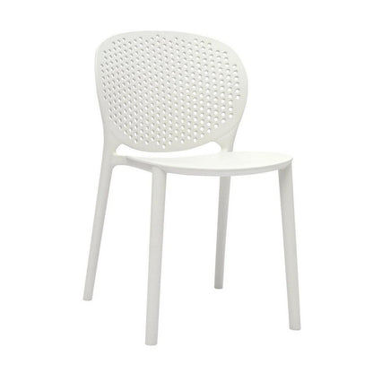 Benjara Gyna 14 Inch Kids Side Chairs, Set of 4, Round Dotted Backrest, Armless, White