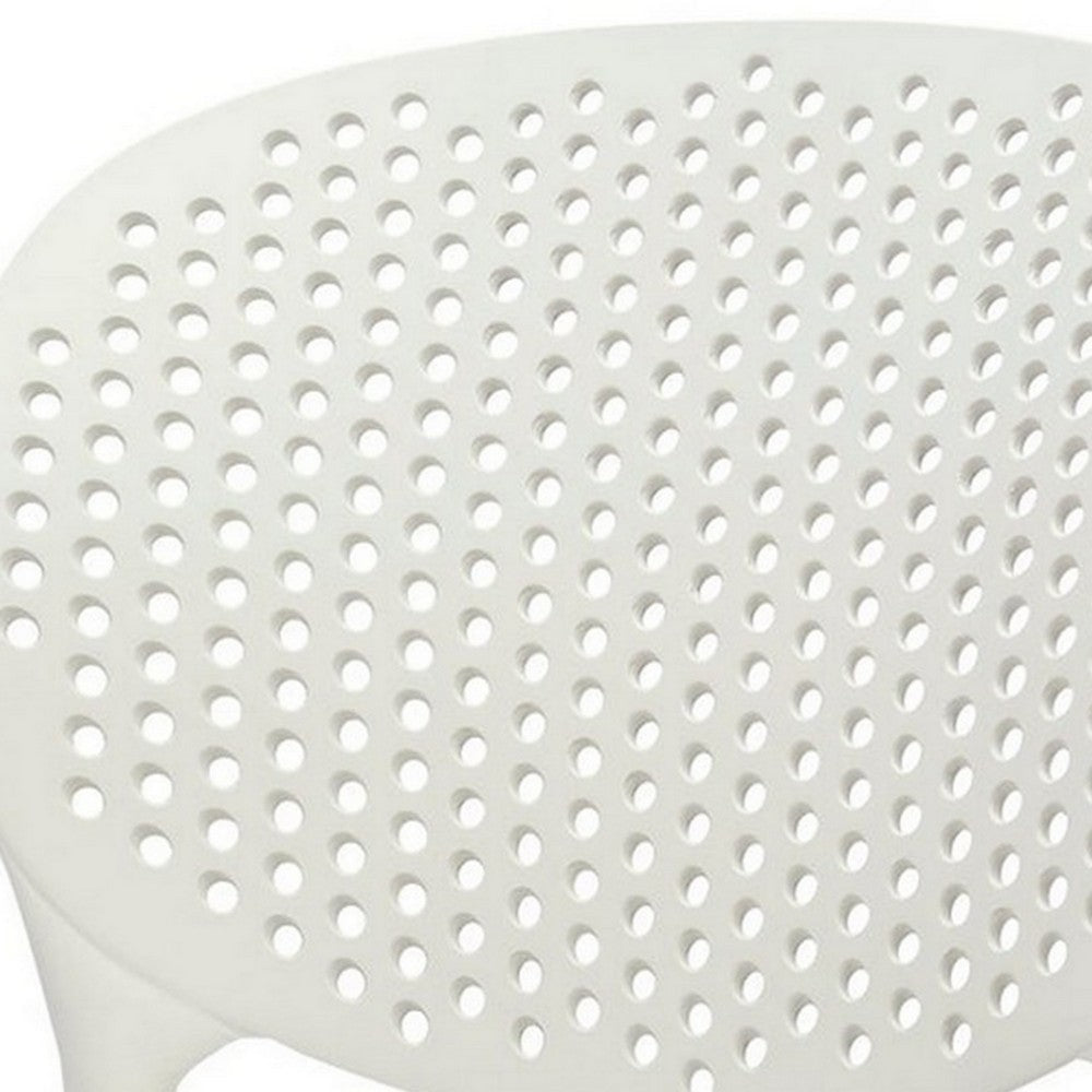 Benjara Gyna 14 Inch Kids Side Chairs, Set of 4, Round Dotted Backrest, Armless, White