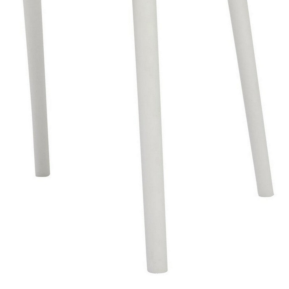 Benjara Gyna 14 Inch Kids Side Chairs, Set of 4, Round Dotted Backrest, Armless, White