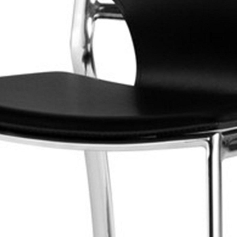 Benjara Jan 25 Inch Counter Height Chairs, Set of 2, Gray Faux Leather, Chrome Metal Legs