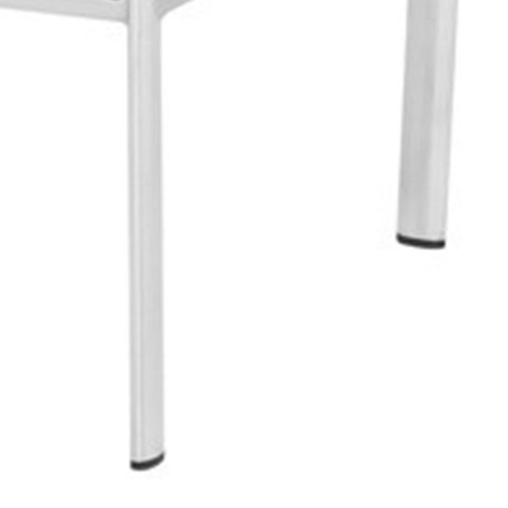 Benjara Jan 25 Inch Counter Height Chairs, Set of 2, Gray Faux Leather, Chrome Metal Legs