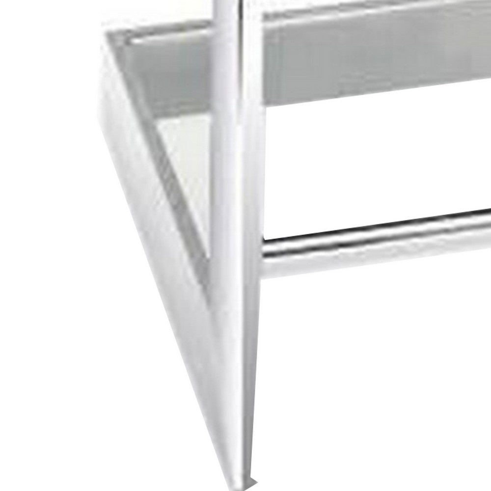 Benjara Gei 26 Inch Counter Height Chair, Cantilever, Blue Velvet, Chrome Metal
