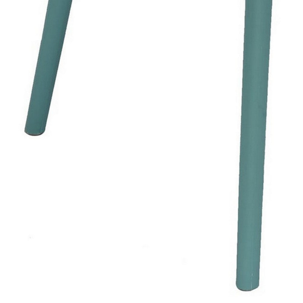 Benjara Leesy 19 Inch Side Dining Chairs, Set of 4, Indoor, Outdoor, Blue Plastic