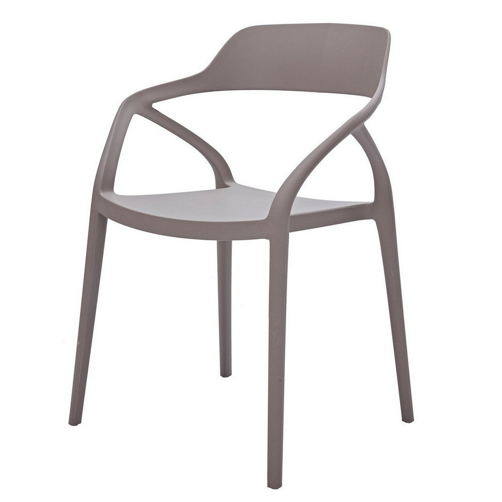 Benjara Geni 23 Inch Side Dining Chair Set of 4, Indoor Outdoor, Gray Finish