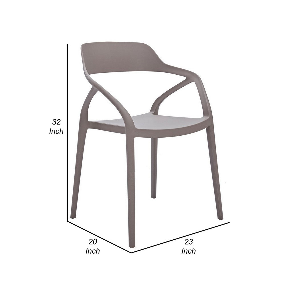 Benjara Geni 23 Inch Side Dining Chair Set of 4, Indoor Outdoor, Gray Finish