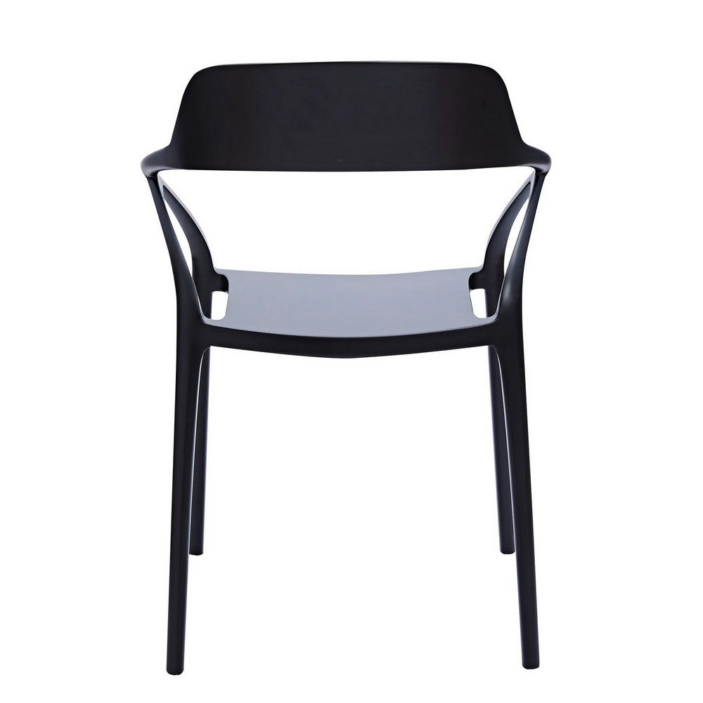 Benjara Geni 23 Inch Side Dining Chair Set of 4, Indoor Outdoor, Black Finish