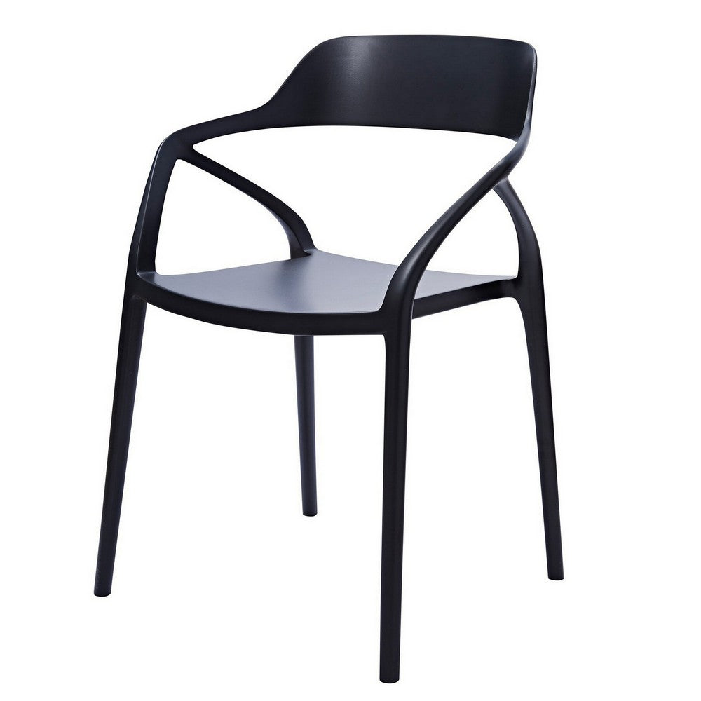 Benjara Geni 23 Inch Side Dining Chair Set of 4, Indoor Outdoor, Black Finish