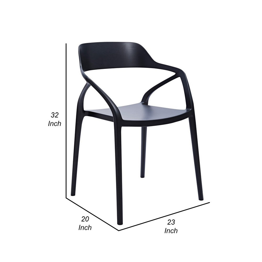 Benjara Geni 23 Inch Side Dining Chair Set of 4, Indoor Outdoor, Black Finish