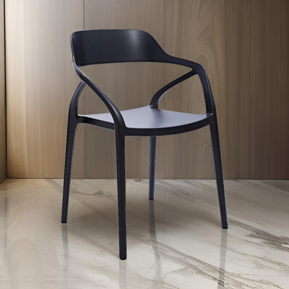 Benjara Geni 23 Inch Side Dining Chair Set of 4, Indoor Outdoor, Black Finish