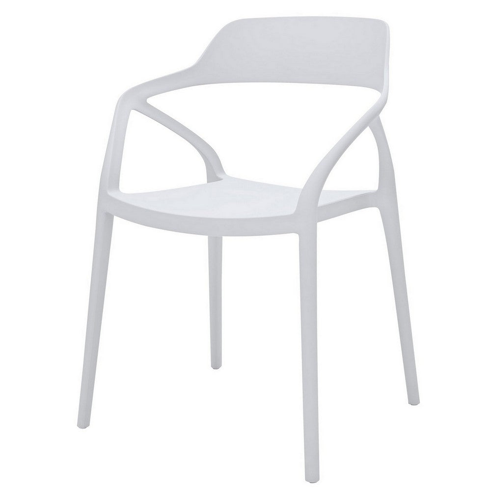 Benjara Geni 23 Inch Side Dining Chair Set of 4, Indoor Outdoor, White Finish