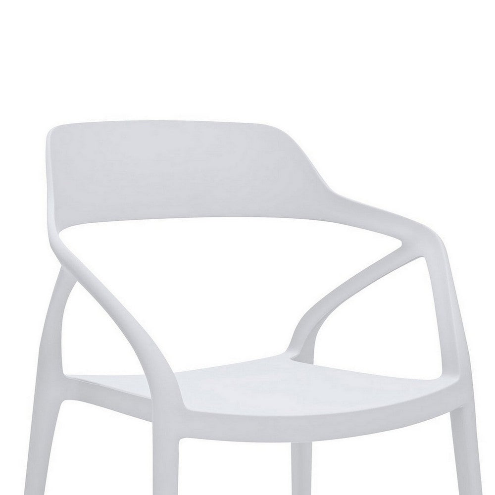 Benjara Geni 23 Inch Side Dining Chair Set of 4, Indoor Outdoor, White Finish