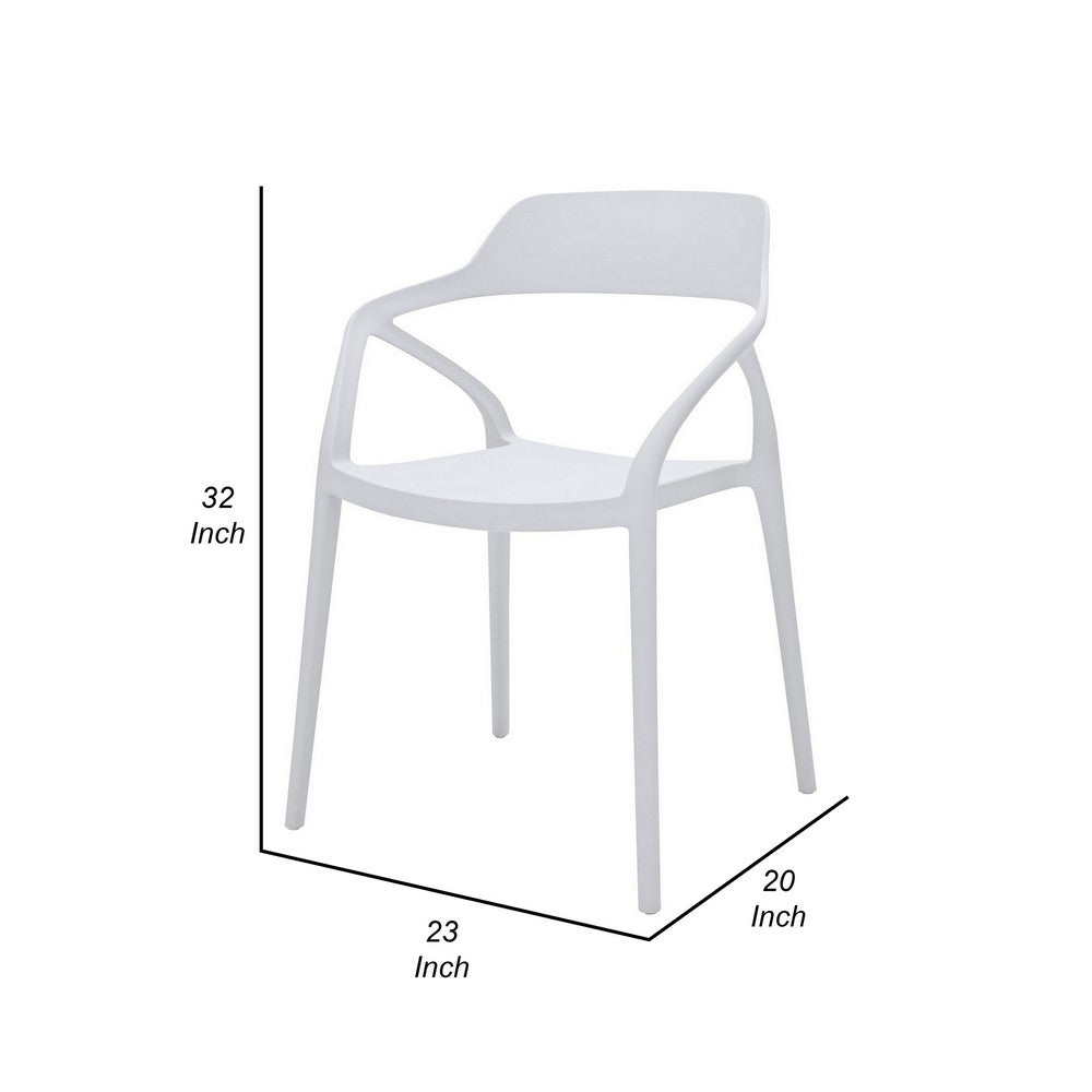 Benjara Geni 23 Inch Side Dining Chair Set of 4, Indoor Outdoor, White Finish