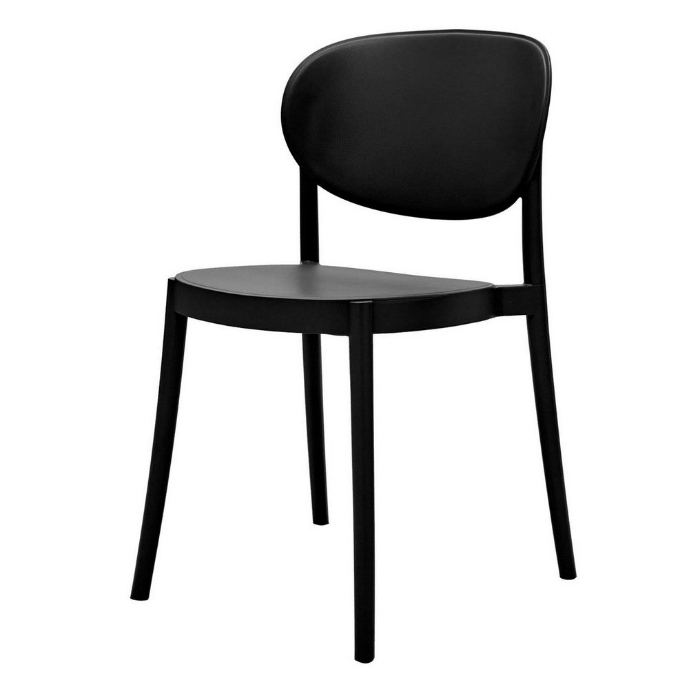 Benjara Heem 19 Inch Side Dining Chair Set of 4, Armless, Indoor Outdoor, Black
