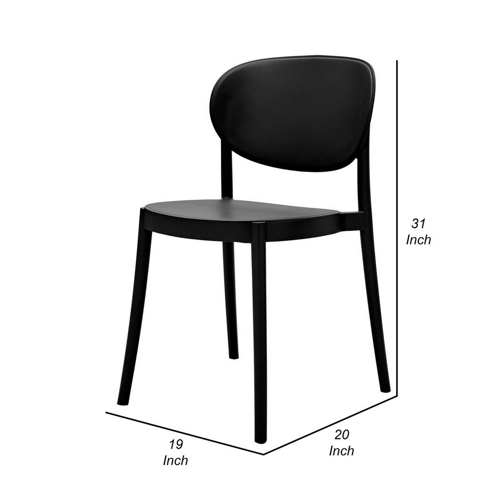 Benjara Heem 19 Inch Side Dining Chair Set of 4, Armless, Indoor Outdoor, Black