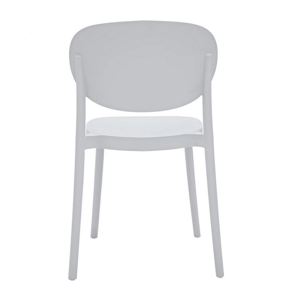 Benjara Heem 19 Inch Side Dining Chair Set of 4, Armless, Indoor Outdoor, White