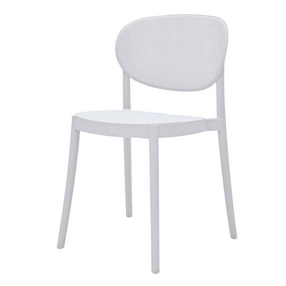Benjara Heem 19 Inch Side Dining Chair Set of 4, Armless, Indoor Outdoor, White