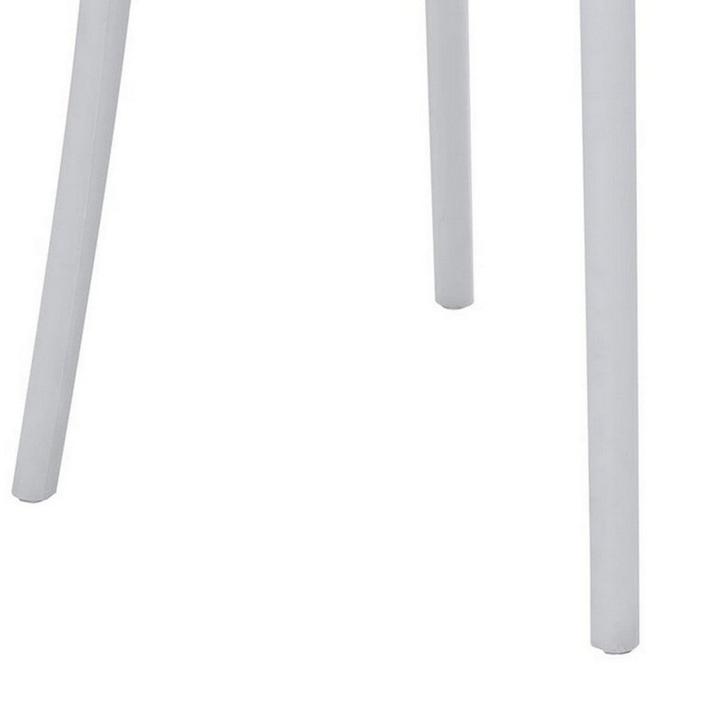 Benjara Heem 19 Inch Side Dining Chair Set of 4, Armless, Indoor Outdoor, White