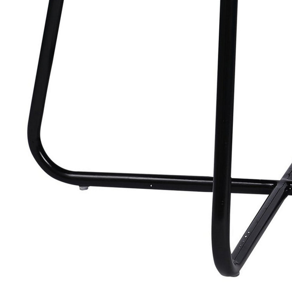 Benjara Lei 24 Inch Side End Table, Round Top, Black Metal Cross Base, Walnut Brown