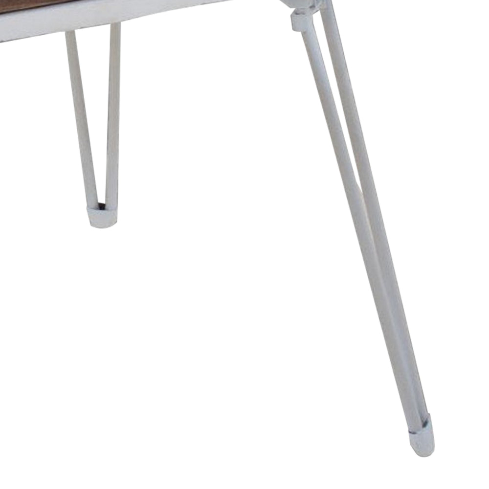 Benjara Fem 23 Inch Modern Side End Table, 1 Drawer, Angled Base, White Brown Wood