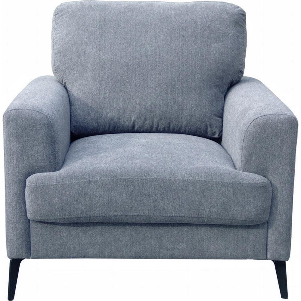 Benjara Jake 37 Inch Accent Sofa Armchair, Gray Chenille Foam Cushions, Metal Legs
