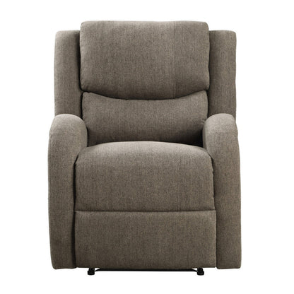 Benjara Karena 38 Inch Power Reclining Accent Chair, Brown Chenille, Solid Wood