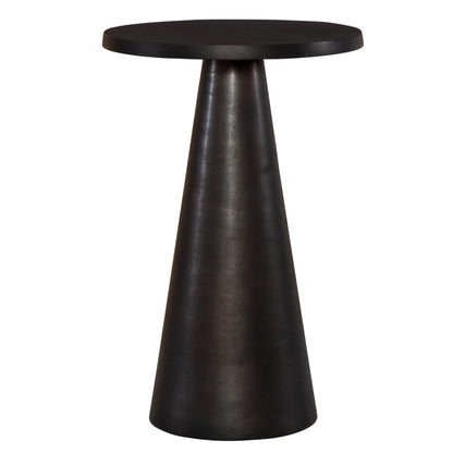 Benjara 20 Inch Round Accent Table, Tapered Round Pedestal, Dark Bronze Aluminum