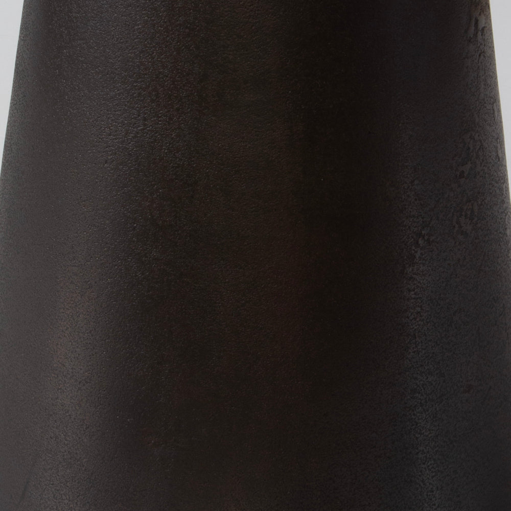 Benjara 20 Inch Round Accent Table, Tapered Round Pedestal, Dark Bronze Aluminum
