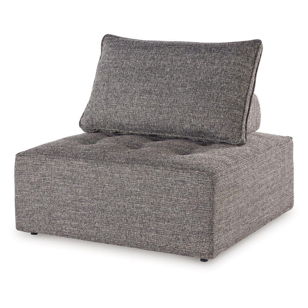 Benjara Lily 38 Inch Outdoor Lounge Chair, Armless Cushioned Seat, Brown Finish