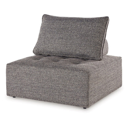 Benjara Lily 38 Inch Outdoor Lounge Chair, Armless Cushioned Seat, Brown Finish