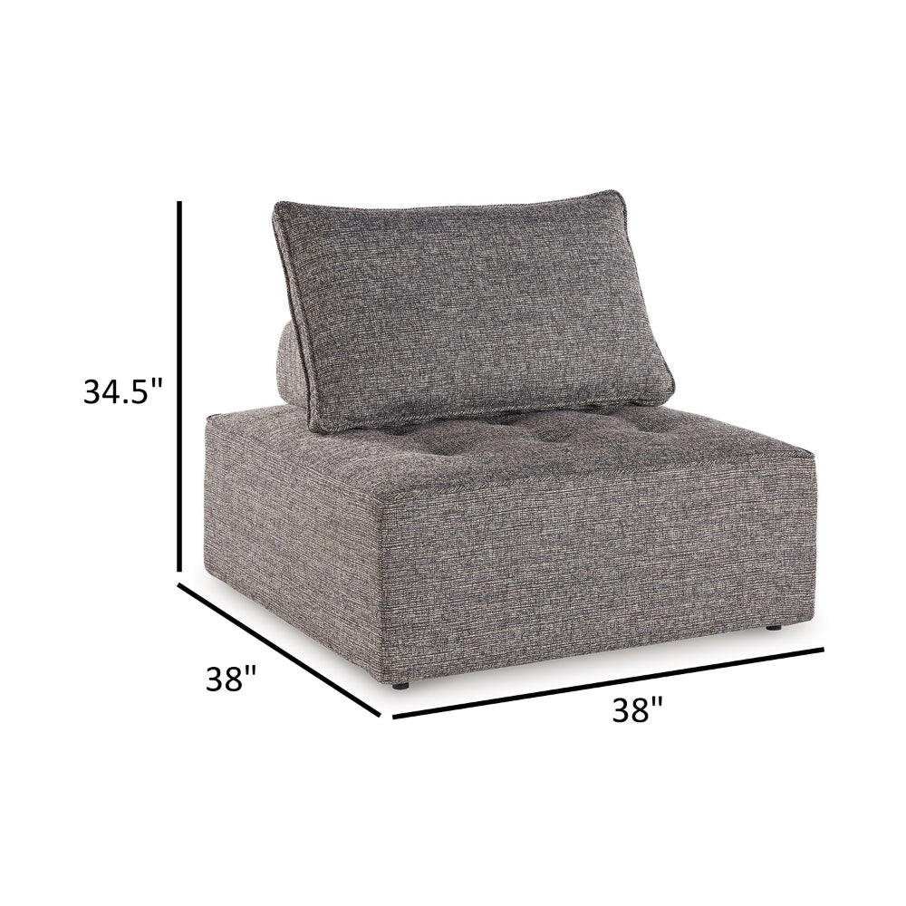 Benjara Lily 38 Inch Outdoor Lounge Chair, Armless Cushioned Seat, Brown Finish