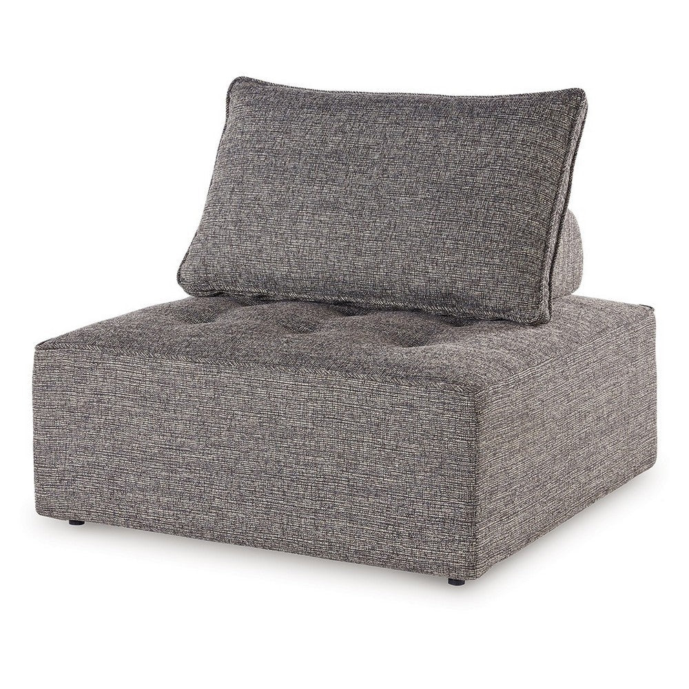 Benjara Lily 38 Inch Outdoor Lounge Chair, Armless Cushioned Seat, Brown Finish