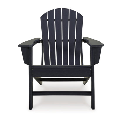 Benjara Sami 33 Inch Outdoor Chair, Slatted Design, Adirondack, Black Finish