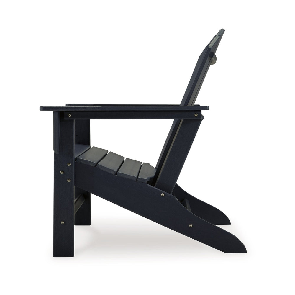 Benjara Sami 33 Inch Outdoor Chair, Slatted Design, Adirondack, Black Finish
