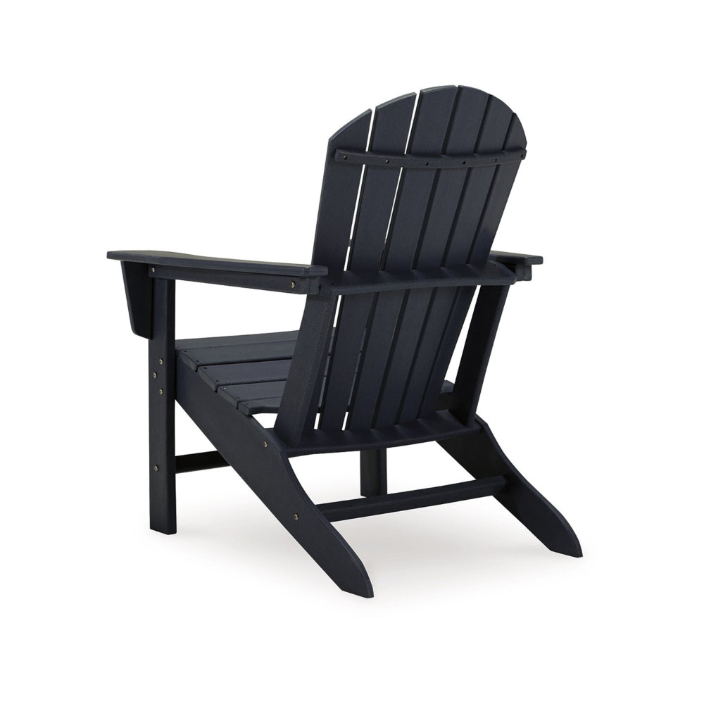 Benjara Sami 33 Inch Outdoor Chair, Slatted Design, Adirondack, Black Finish