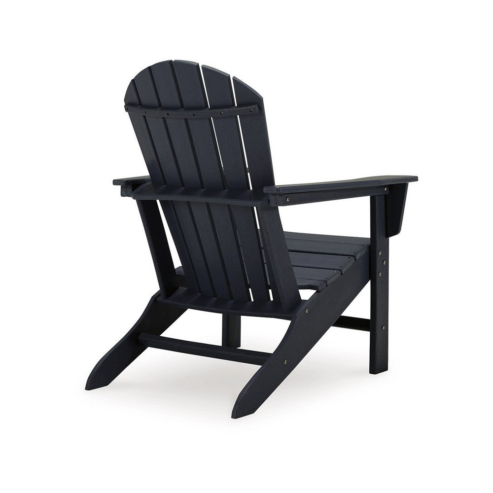 Benjara Sami 33 Inch Outdoor Chair, Slatted Design, Adirondack, Black Finish