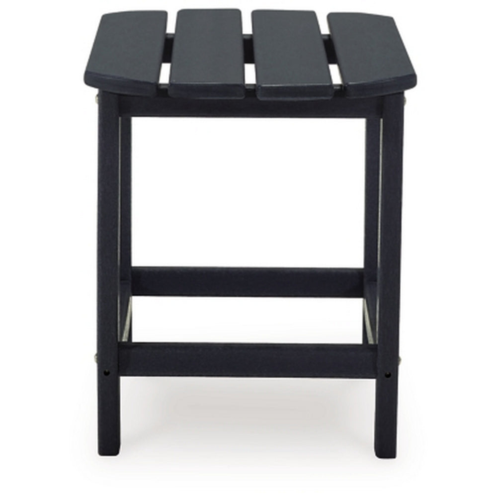 Benjara 19 Inch Outdoor Side End Table, Slatted Top, Steel Frame, Black Finish