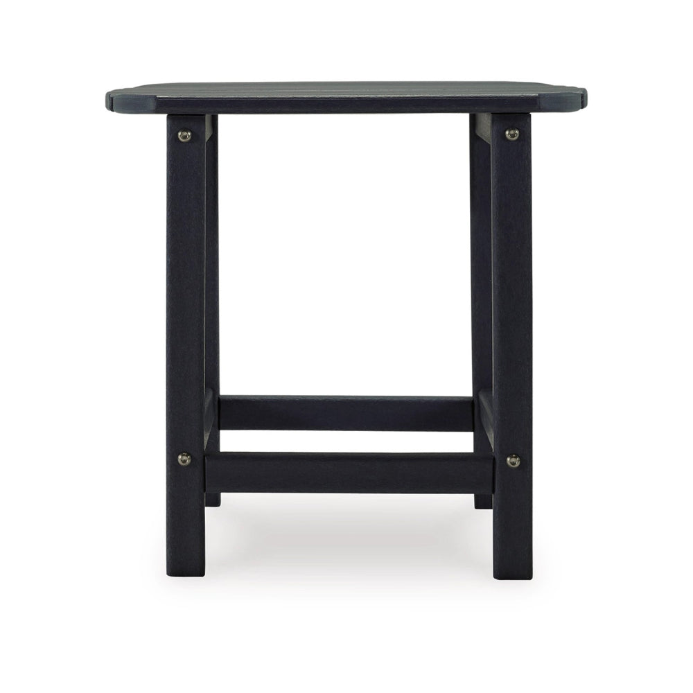 Benjara 19 Inch Outdoor Side End Table, Slatted Top, Steel Frame, Black Finish
