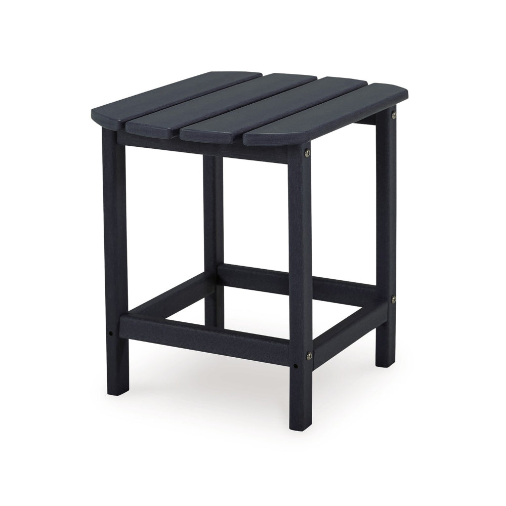 Benjara 19 Inch Outdoor Side End Table, Slatted Top, Steel Frame, Black Finish