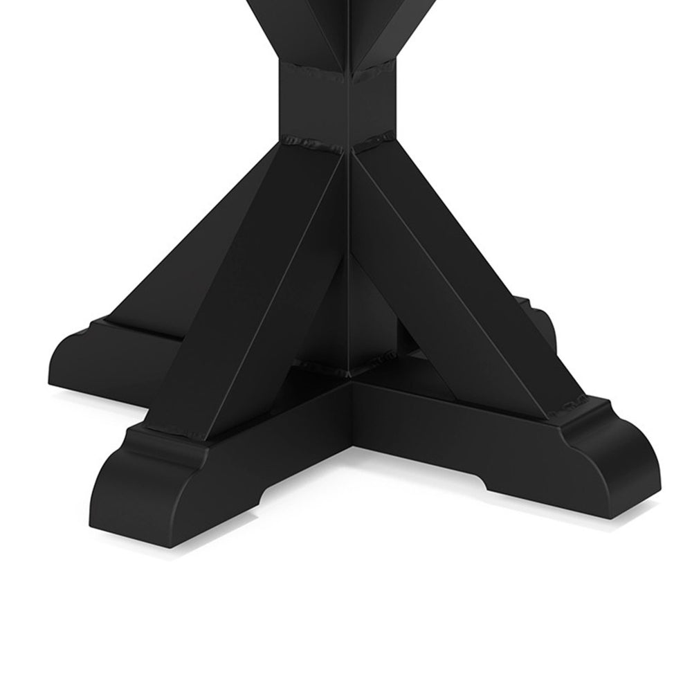 Benjara Tira 22 Inch Outdoor Side End Table, Tile Top, Black, Light Gray Finish