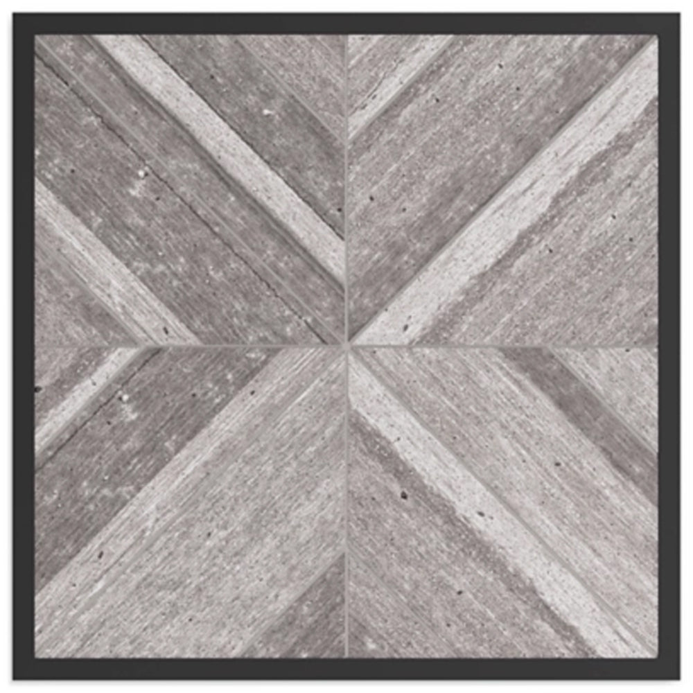 Benjara Tira 22 Inch Outdoor Side End Table, Tile Top, Black, Light Gray Finish